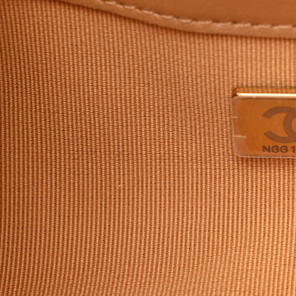 Suede Calfskin Lambskin Quilted Maxi Hobo Light Brown