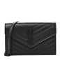 Grain De Poudre Matelasse Chevron Monogram Monochrome Envelope Chain Wallet Black