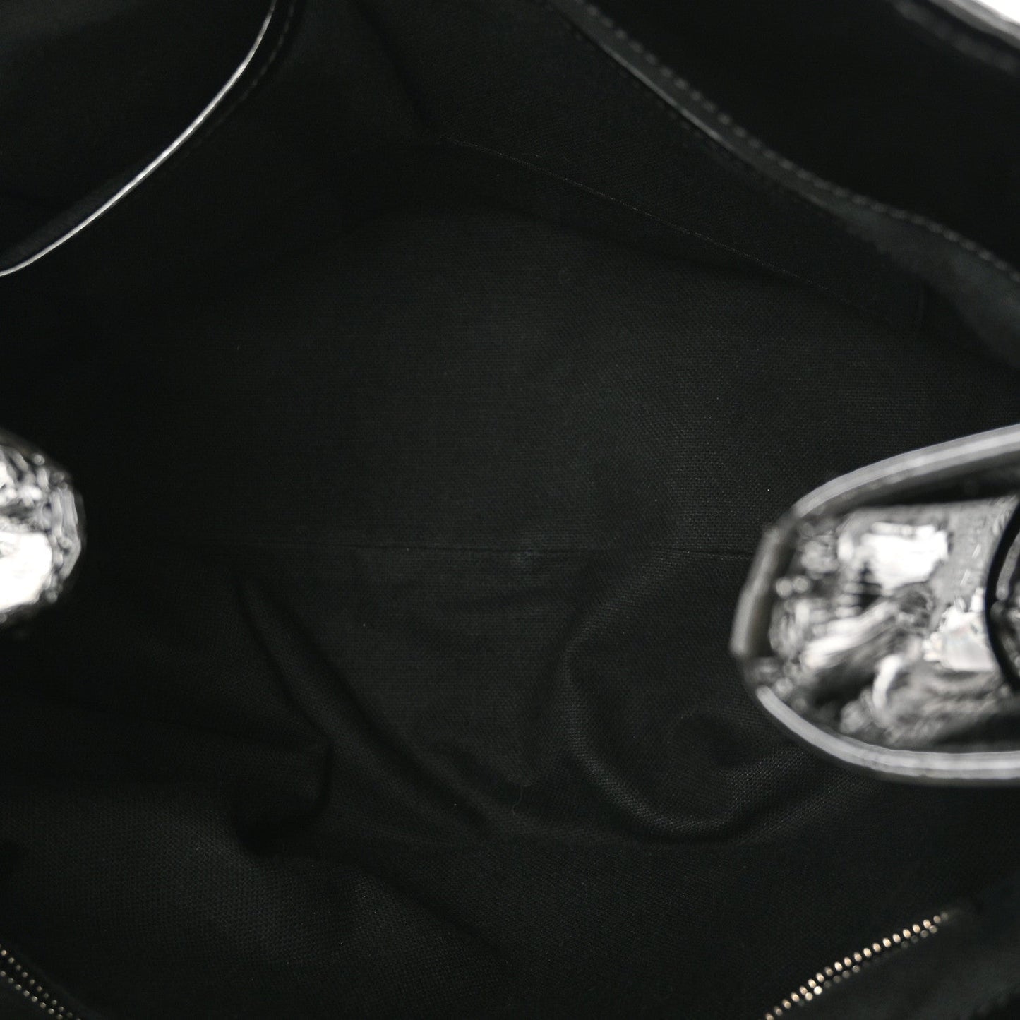 Patent Check Embossed Small Bilmore Tote Black