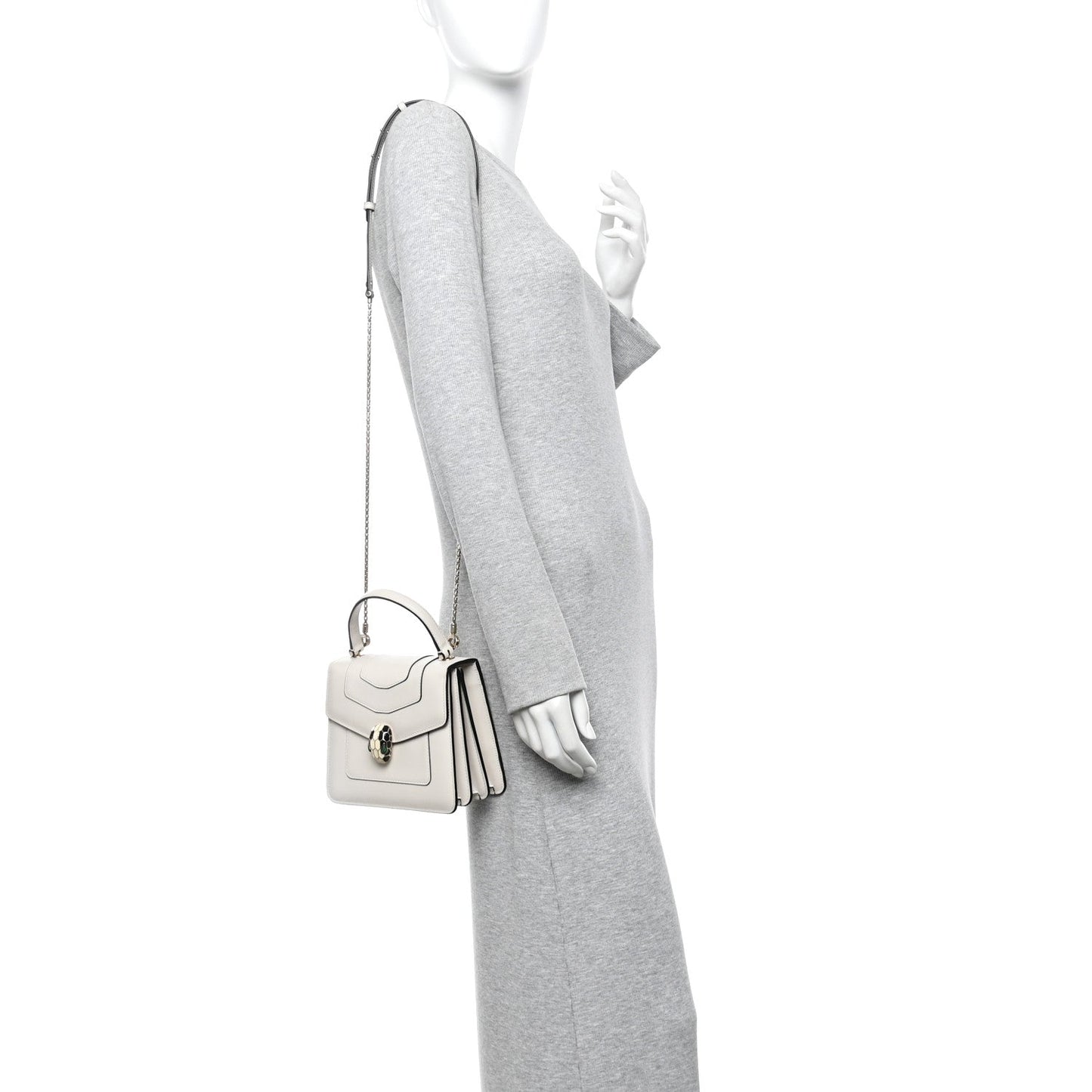 Calfskin Serpenti Forever Top Handle White