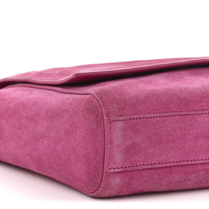 Smooth Calfskin Suede Medium Reversible Monogram Kate Satchel Rose Rubis
