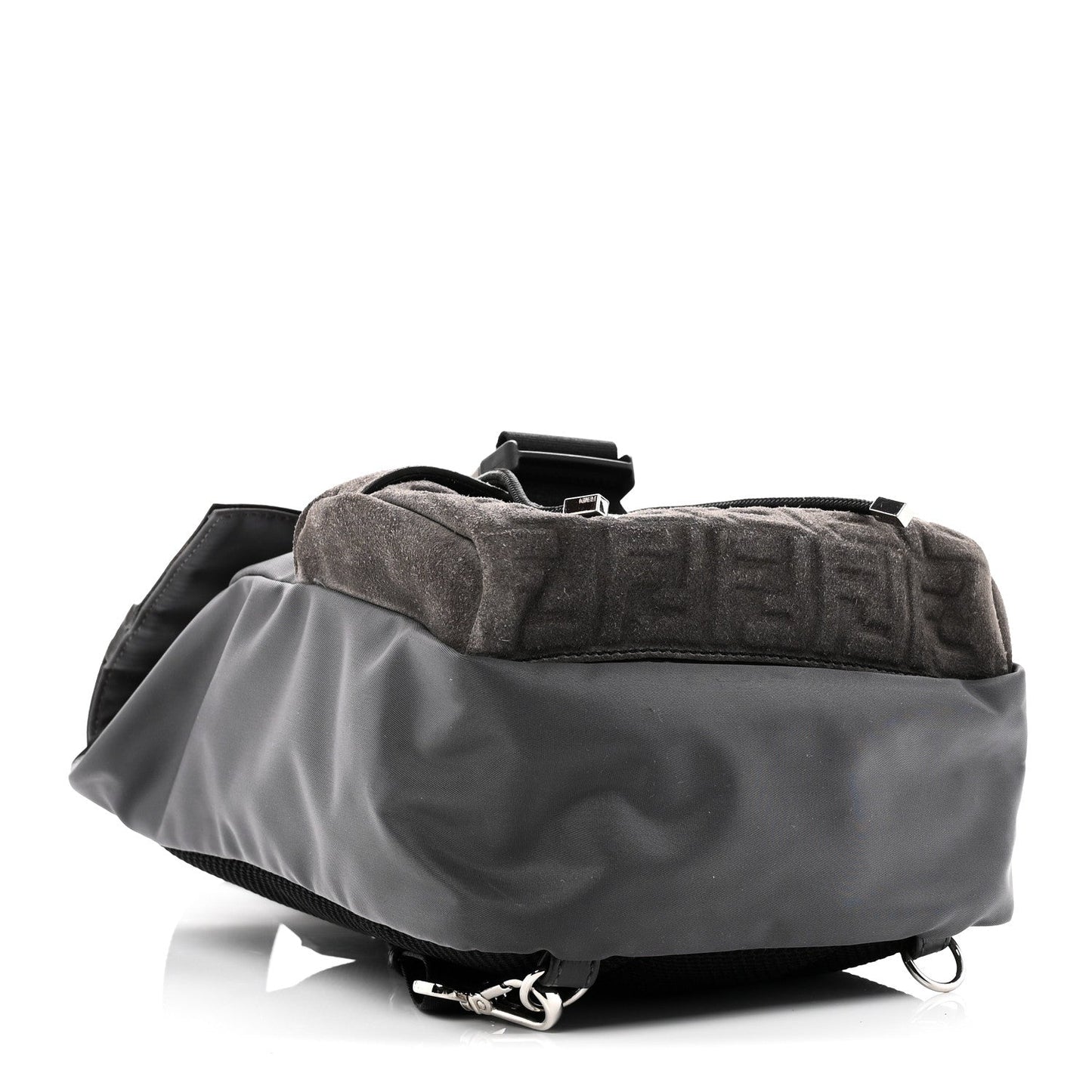 Suede Nylon Santander Cuoio Romano Bi-Color FF Embossed Small Fendiness Backpack Piombo Fango Grigio Polvere Asphalto