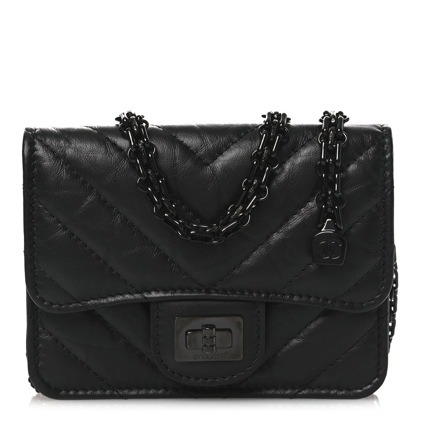 Aged Calfskin Chevron Quilted Reissue Belt Bag So Black