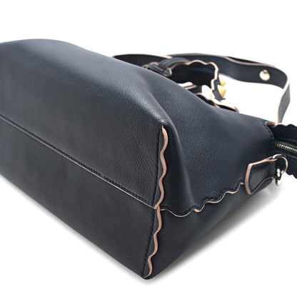 Vitello Dolce Scalloped Studded Medium By The Way Boston Bag Blu Notte