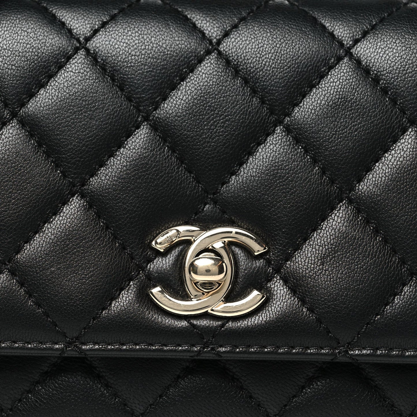 Goatskin Quilted Rainbow Extra Mini Coco Handle Flap Black