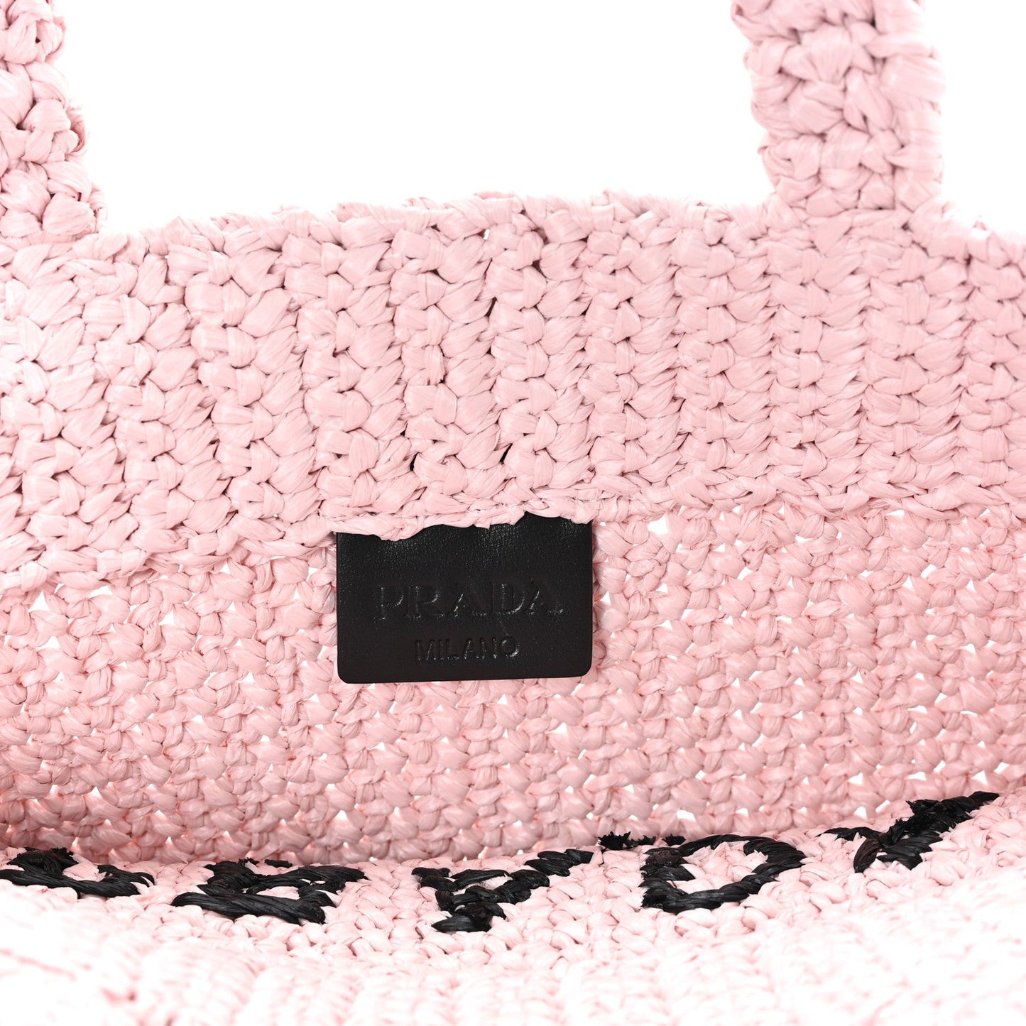 Yarn Raffia Effect Crochet Small Logo Tote Alabastro