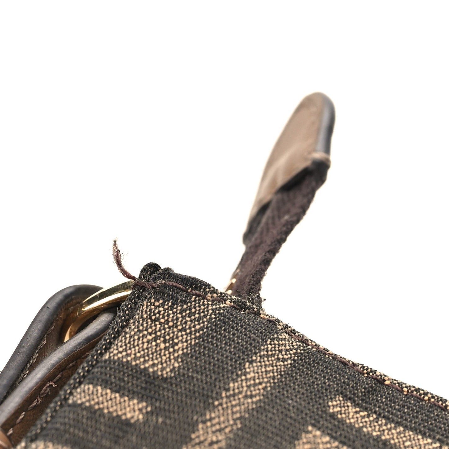 Fabric Jacquard Vitello Grace FF 1974 Baguette Pouch Tobacco Moro Sand