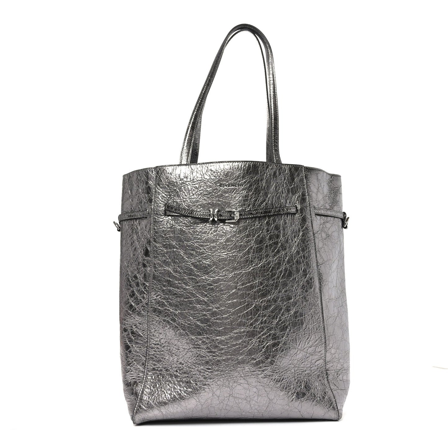 Metallic Calfskin Voyou Medium Tote Bag Silver