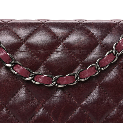Lambskin Quilted Medium Tri-Color Flap Burgundy Dark Pink
