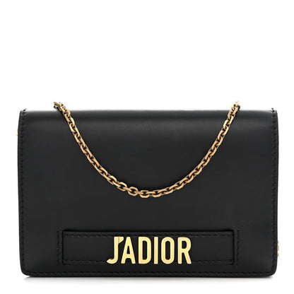 Calfskin J'Adior Wallet on Chain Pouch Black