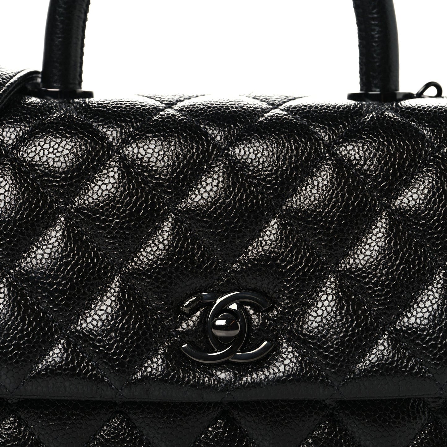 Caviar Quilted Mini Coco Handle Flap So Black