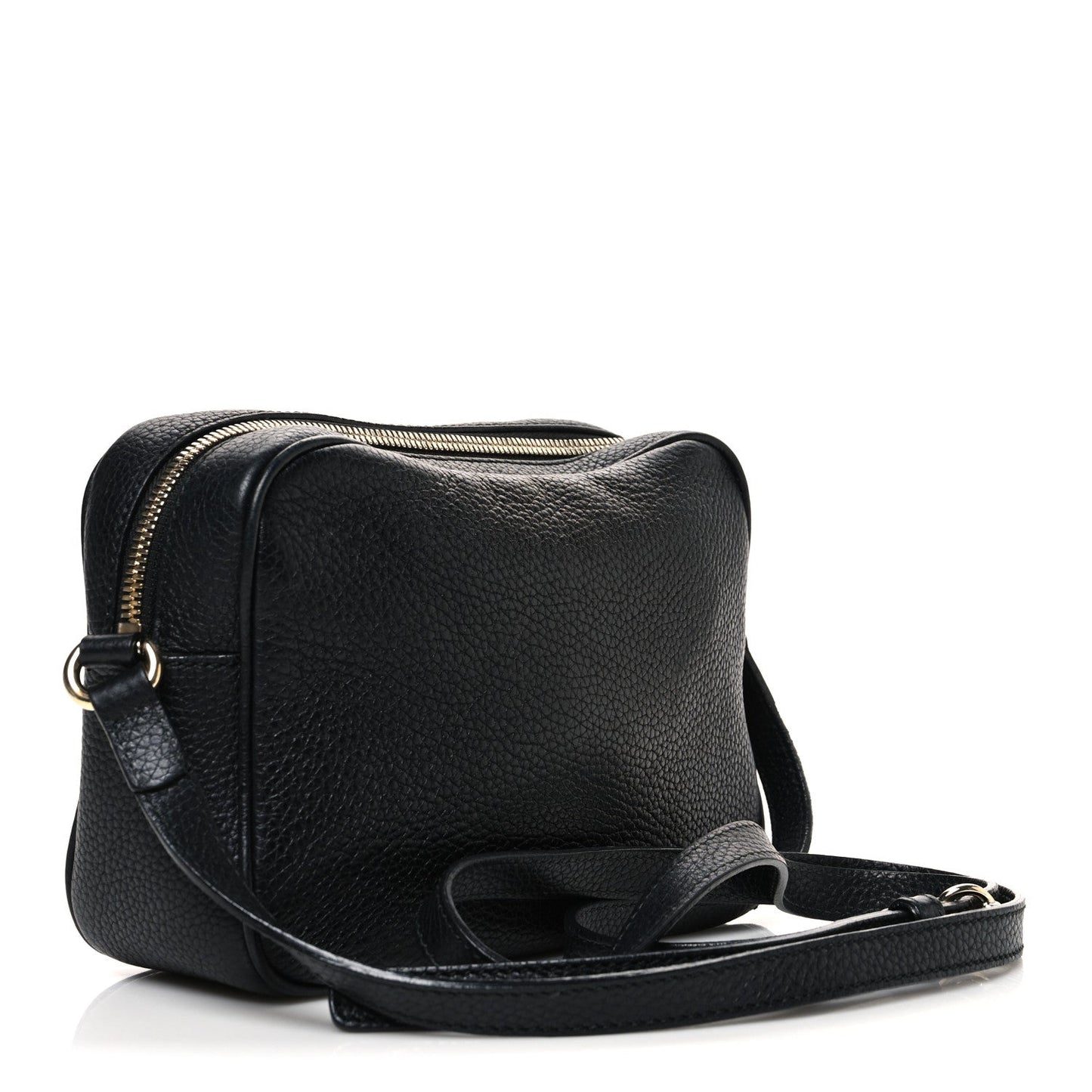 Pebbled Calfskin Small Soho Disco Bag Black