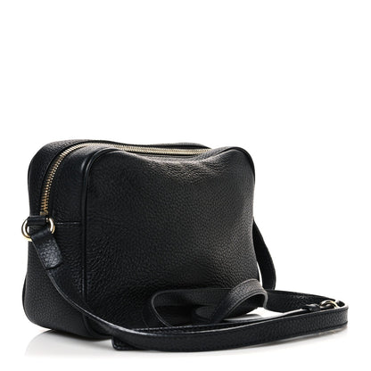 Pebbled Calfskin Small Soho Disco Bag Black