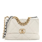 Goatskin Quilted Large Chanel 19 Flap White