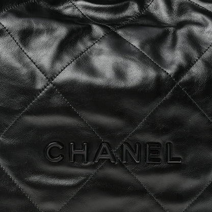 Shiny Calfskin Quilted Chanel 22 So Black