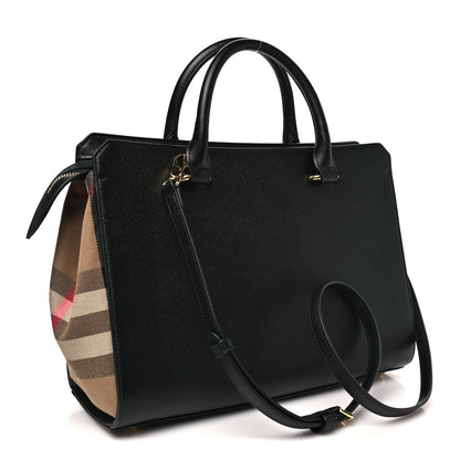 Calfskin Mega Check Small Banwell Tote Black