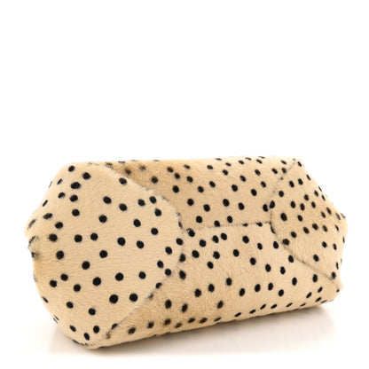 Pony Hair Cheetah Print Pretty CC Clutch With Strap Light Beige Black