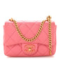 Lambskin Enamel Quilted Pending CC Mini Square Flap Pink