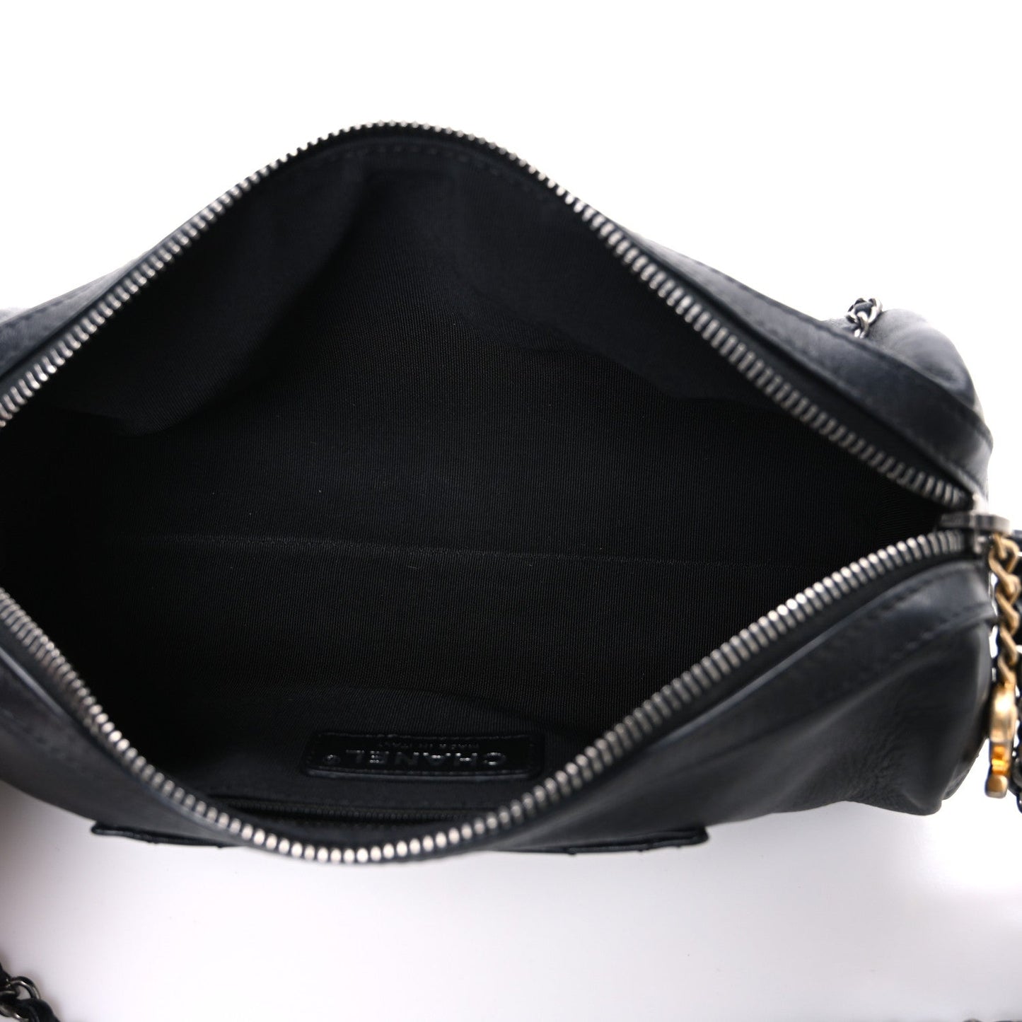 Metallic Lambskin Signe Bowling Bag Black