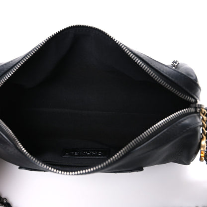 Metallic Lambskin Signe Bowling Bag Black