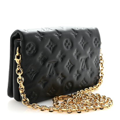 Lambskin Embossed Monogram Pochette Coussin Black