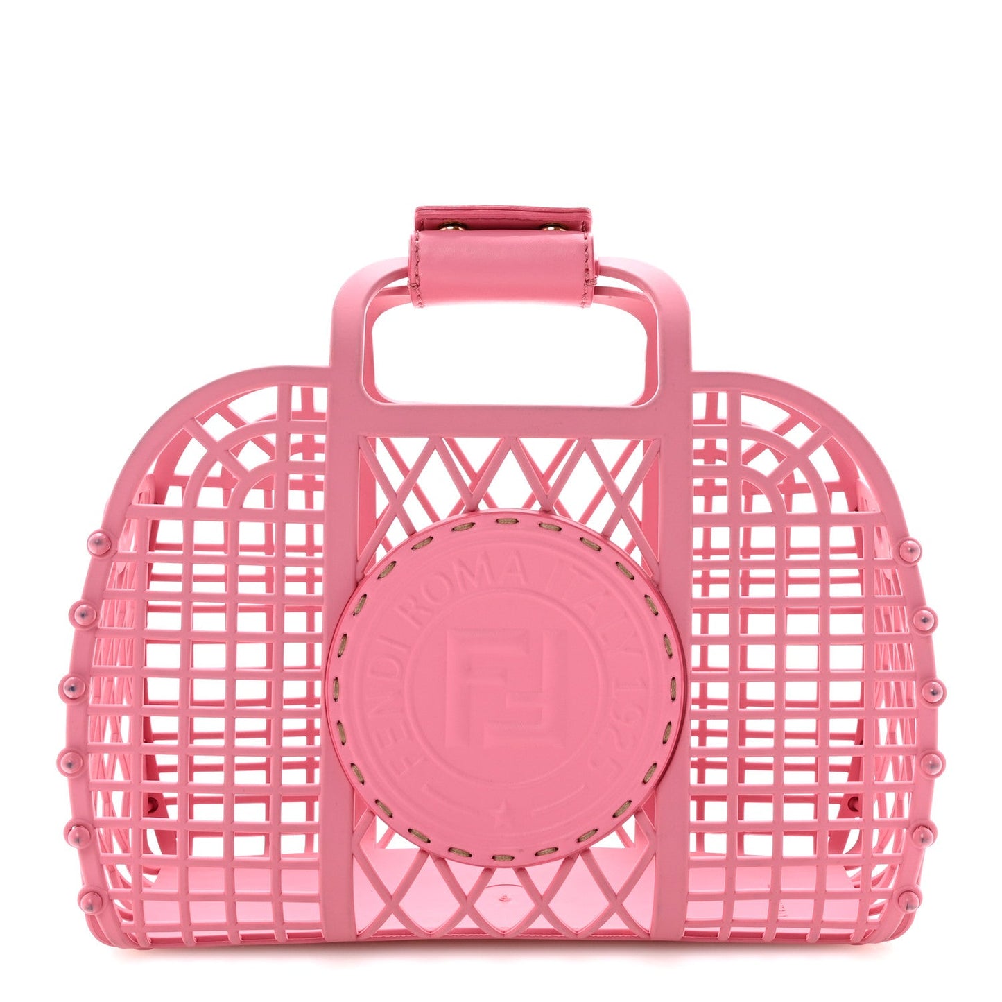 Recycled Plastic Vitello Liberty Matte Small Fendi Basket Rosa