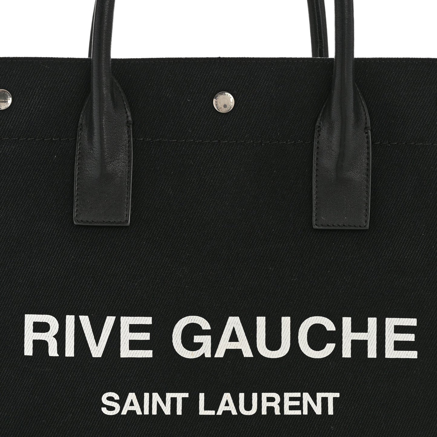 Linen Calfskin Rive Gauche North South Tote Black