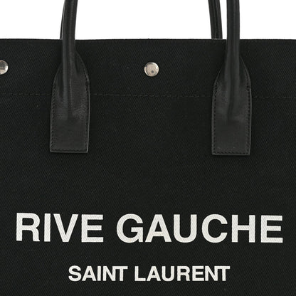 Linen Calfskin Rive Gauche North South Tote Black