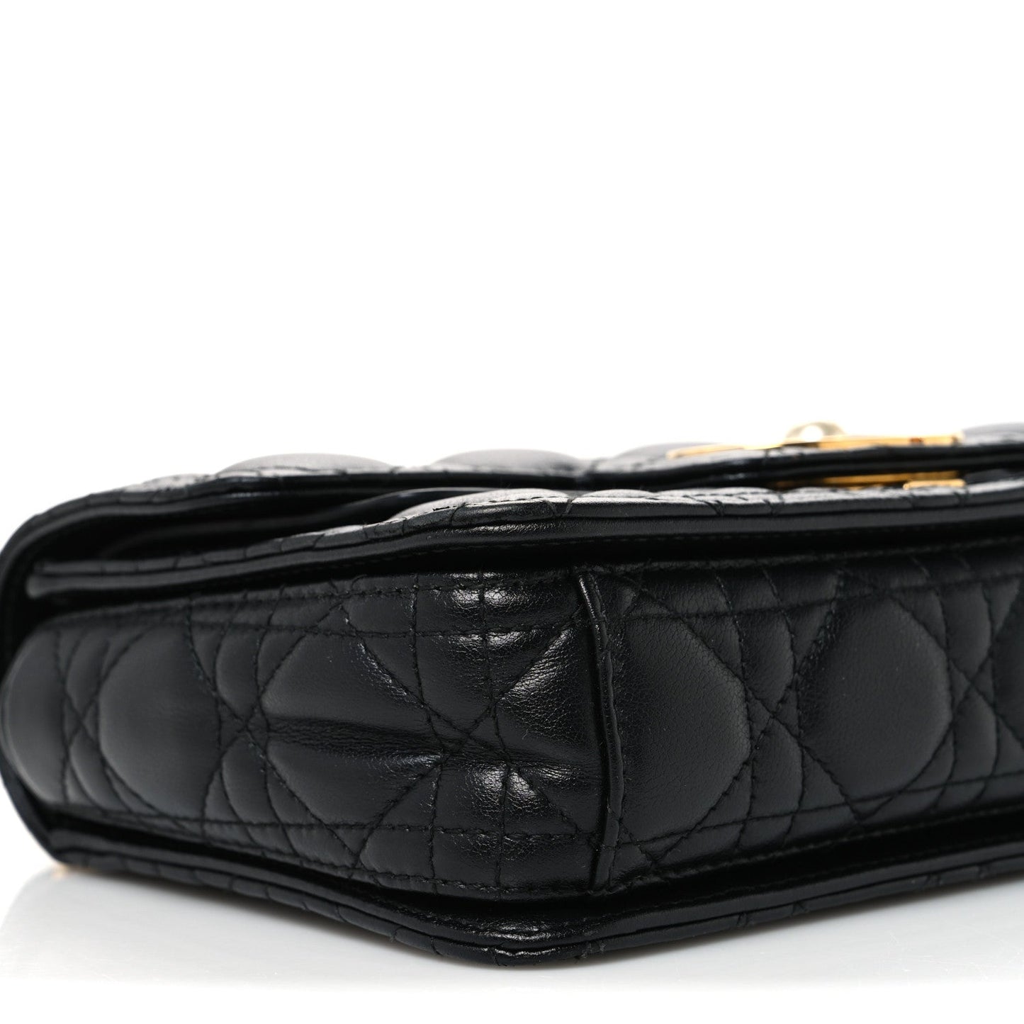 Calfskin Cannage Small Dior Jolie Top Handle Black