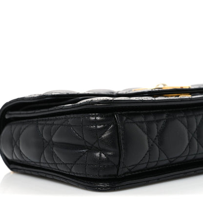 Calfskin Cannage Small Dior Jolie Top Handle Black