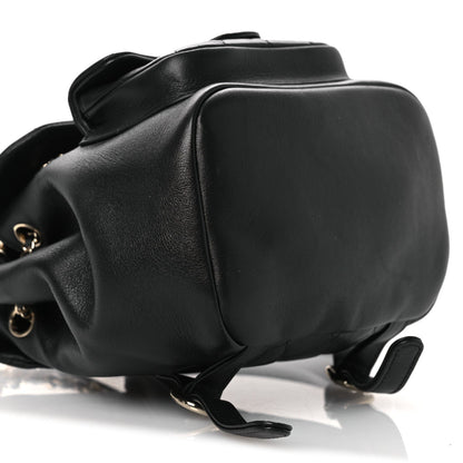 Lambskin Quilted Small Duma Drawstring Backpack Black