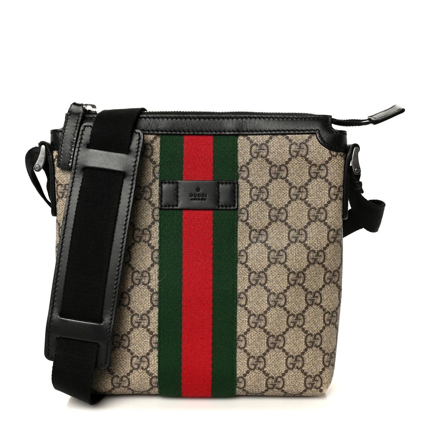 GG Supreme Monogram Web Messenger Bag Black
