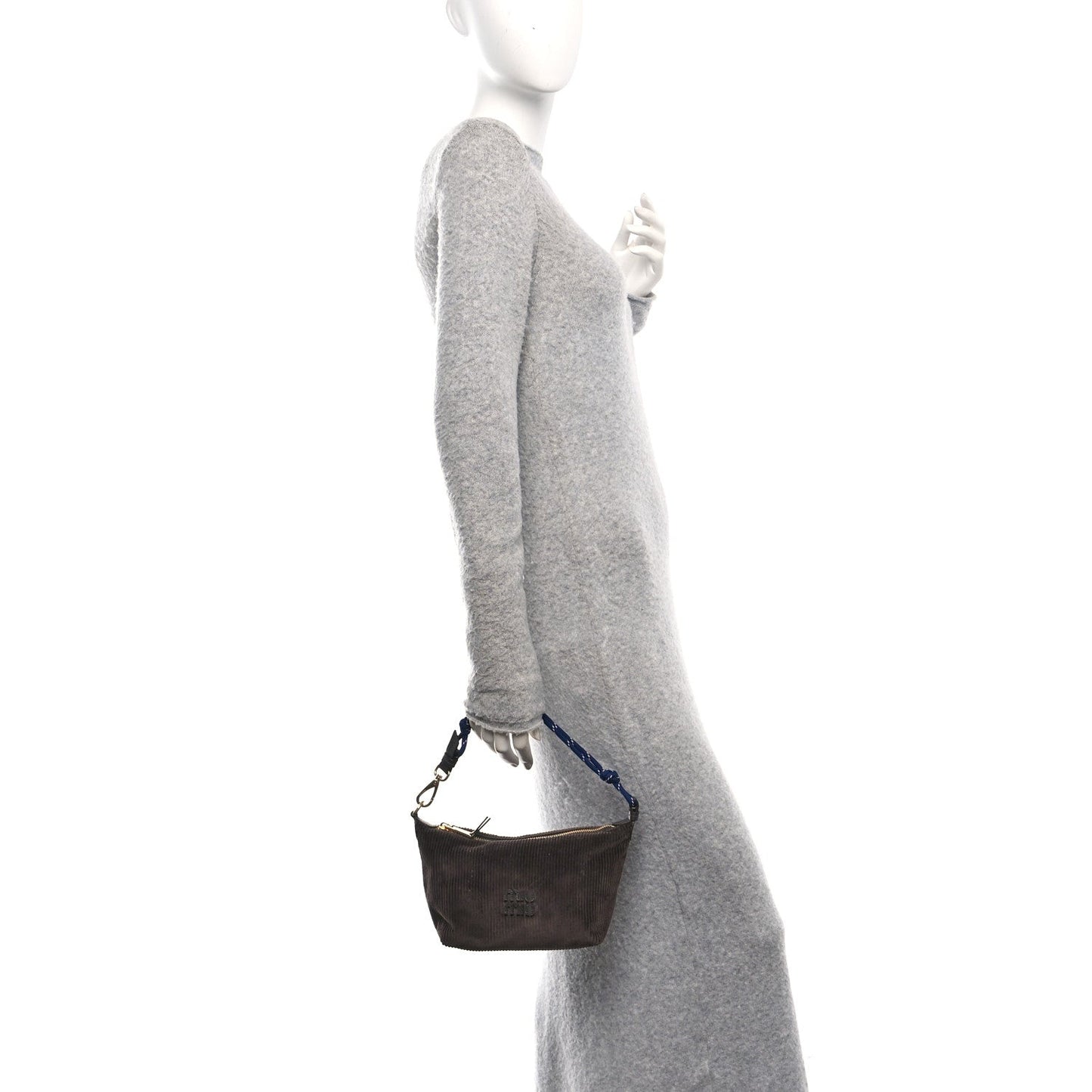 Corduroy Pouch Bag Ebony Baltic Blue