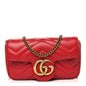 Calfskin Matelasse Super Mini GG Marmont Shoulder Bag Hibiscus Red