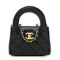 Shiny Aged Calfskin Quilted Mini Nano Kelly Shopper Black