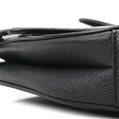 Grained Calfskin Mini Saddle Bag With Strap Black