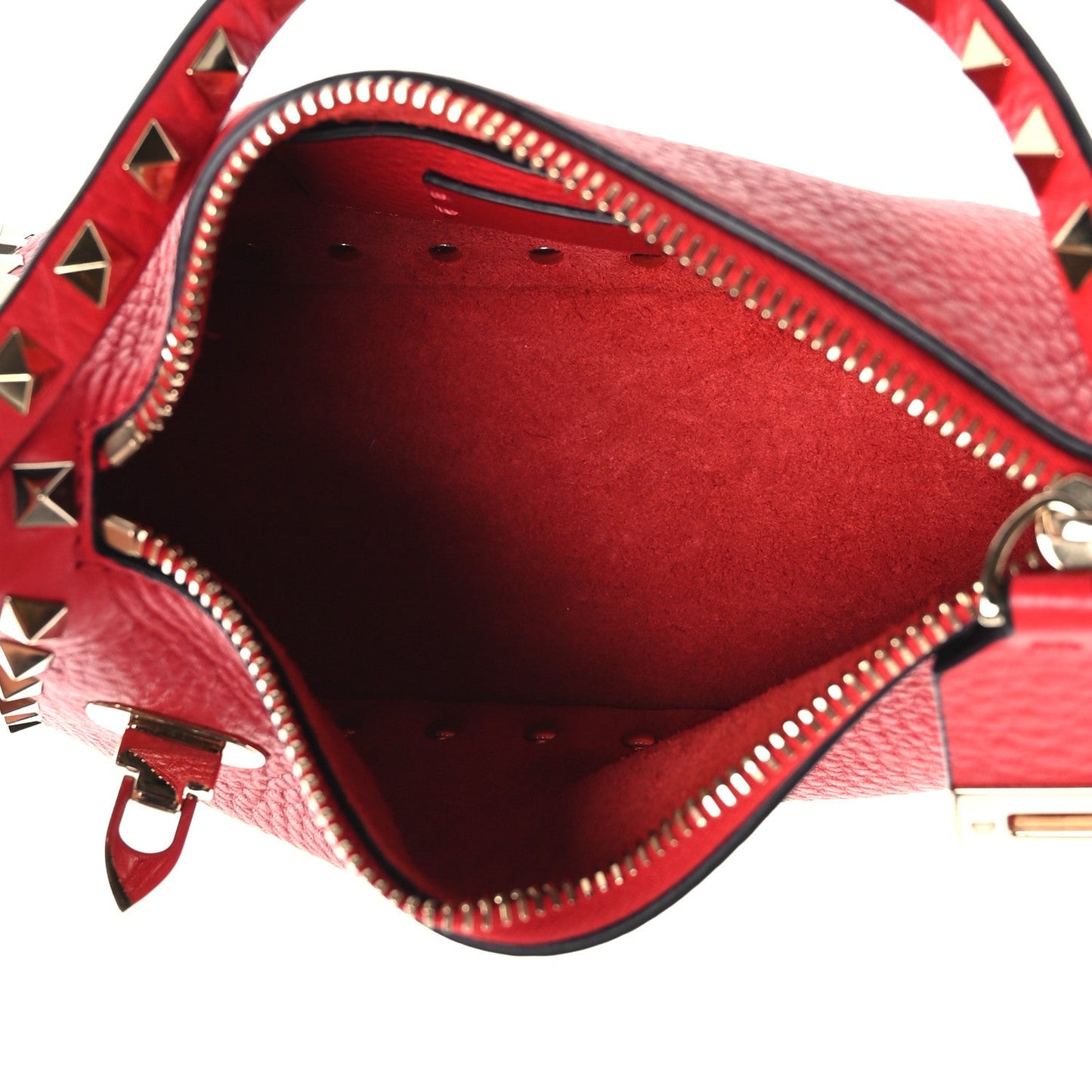 Grainy Calfskin Small Rockstud Crossbody Bag Rouge Pur