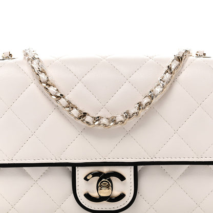 Lambskin Quilted Resin CC Mini Flap Bag White Black