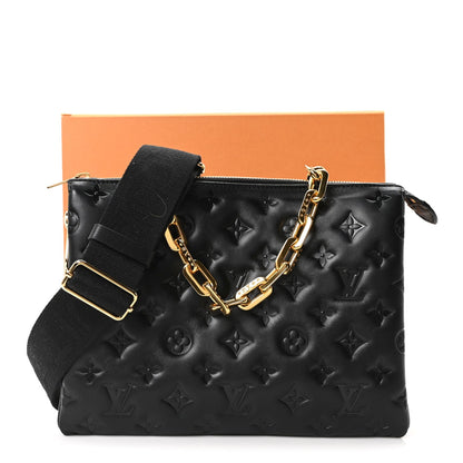 Lambskin Embossed Monogram Coussin PM Black