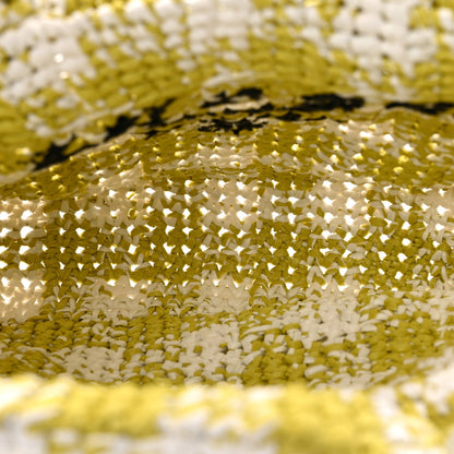 Yarn Raffia Effect Crochet Embroidered Small Logo Tote Citron Yellow