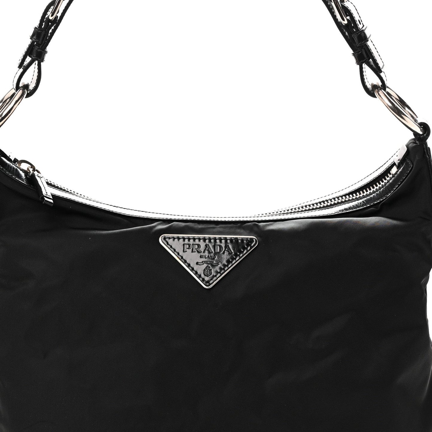 Tessuto Nylon Zip Hobo Black