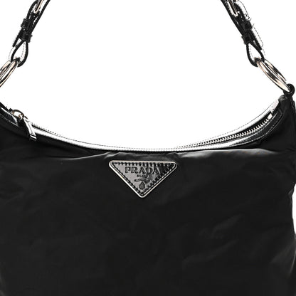Tessuto Nylon Zip Hobo Black