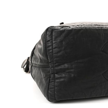Coated Canvas Quilted Large Garment Travel Bag Black