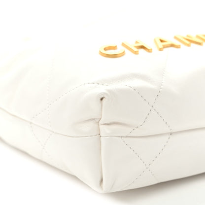 Shiny Calfskin Quilted Mini Chanel 22 White