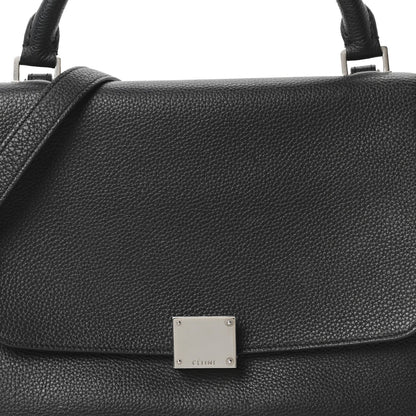 Drummed Calfskin Suede Small Trapeze Black