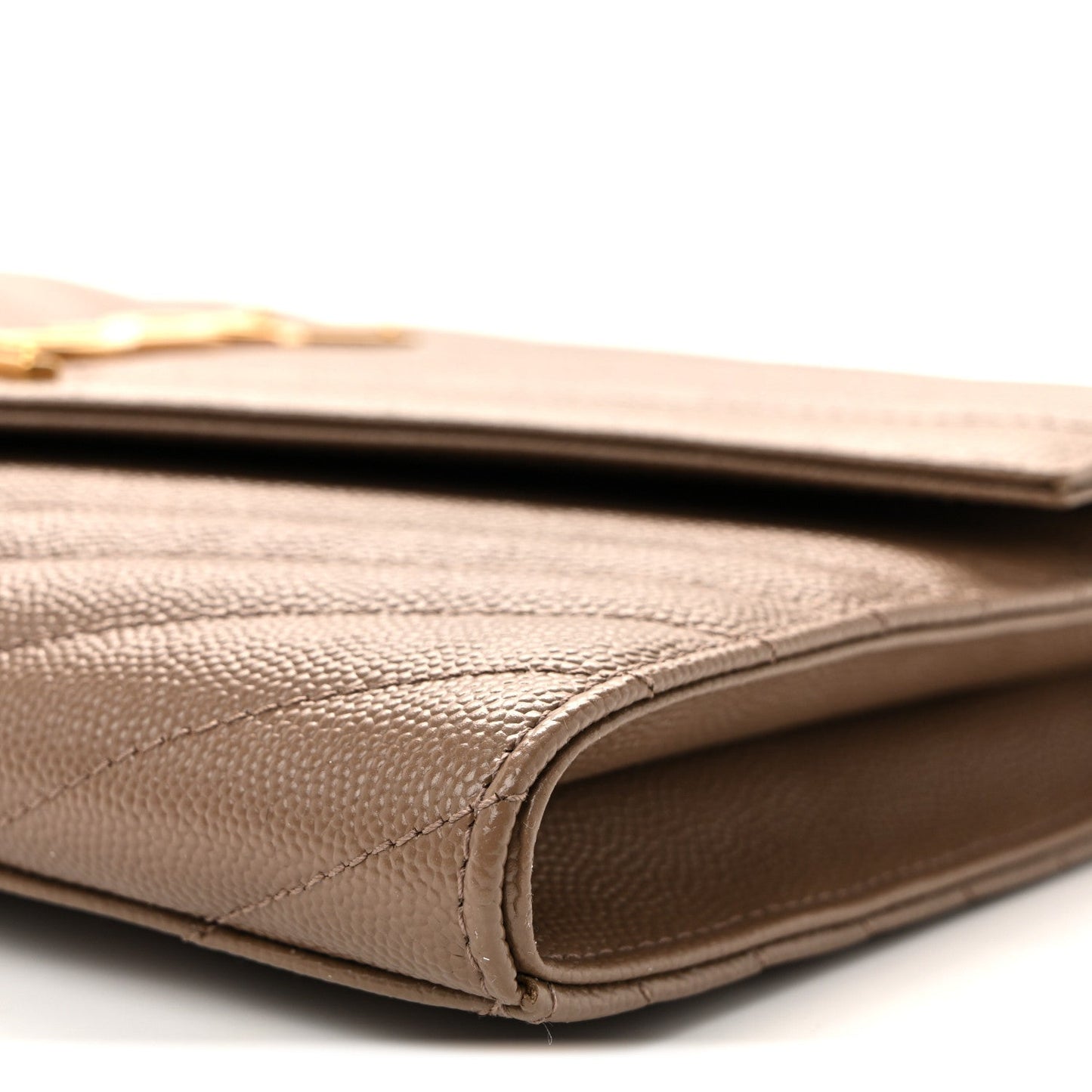 Grain De Poudre Matelasse Chevron Monogram Cassandre Flap Pouch Taupe