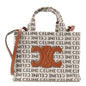 Canvas Calfskin All Over Print Small Cabas Thais White Tan