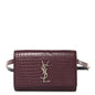 Calfskin Crocodile Embossed Monogram Kate Belt Bag Burgundy