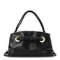 Smooth Calfskin Eyelet Small Top Handle Bag Black