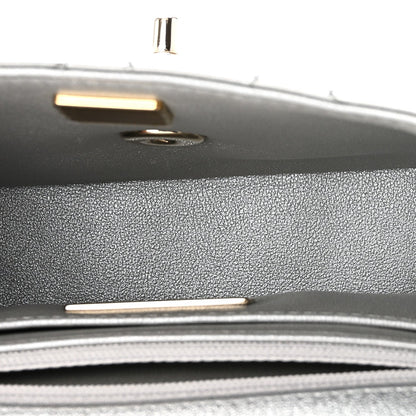 Mirror Calfskin Metallic Calfskin Quilted Hollywood Boulevard Mini Flap With Star Coin Purse Silver
